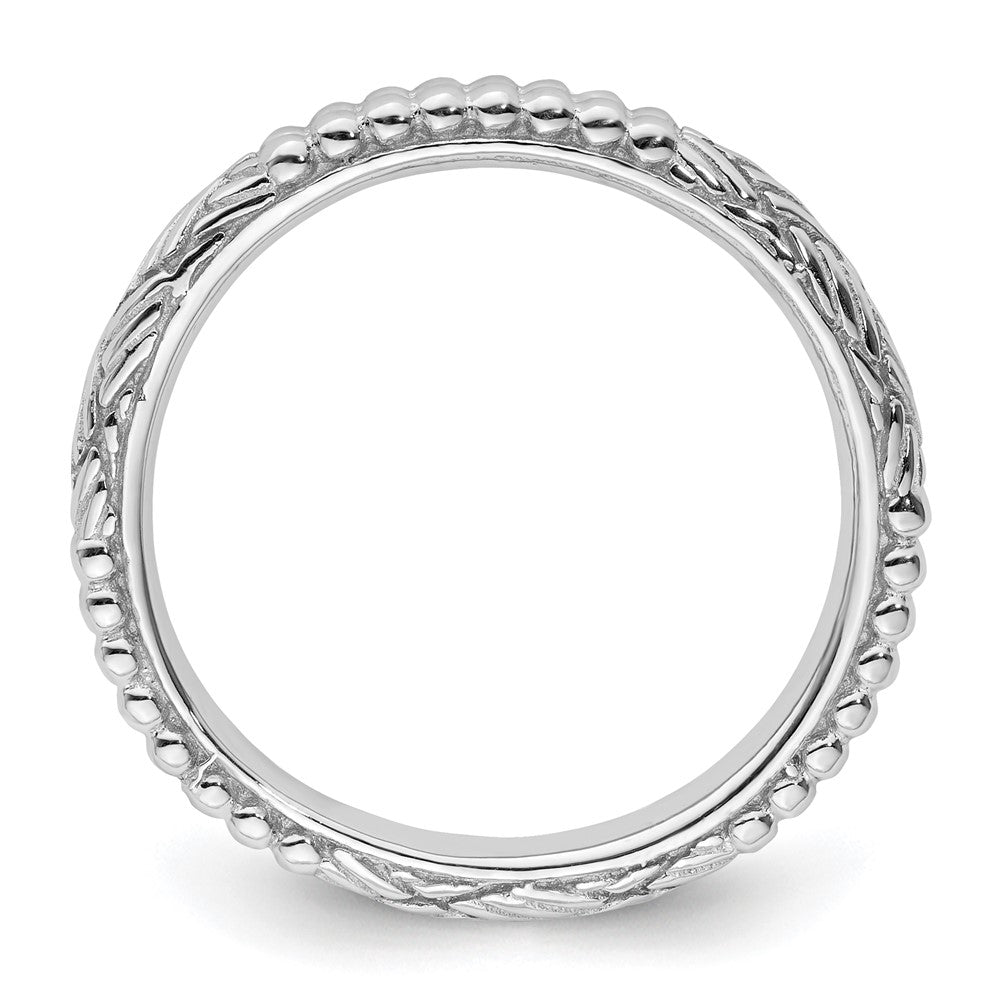 Sterling Silver Stackable Expressions Rhodium Plated Patterned Ring
