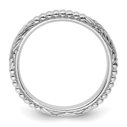 Sterling Silver Stackable Expressions Rhodium Plated Patterned Ring