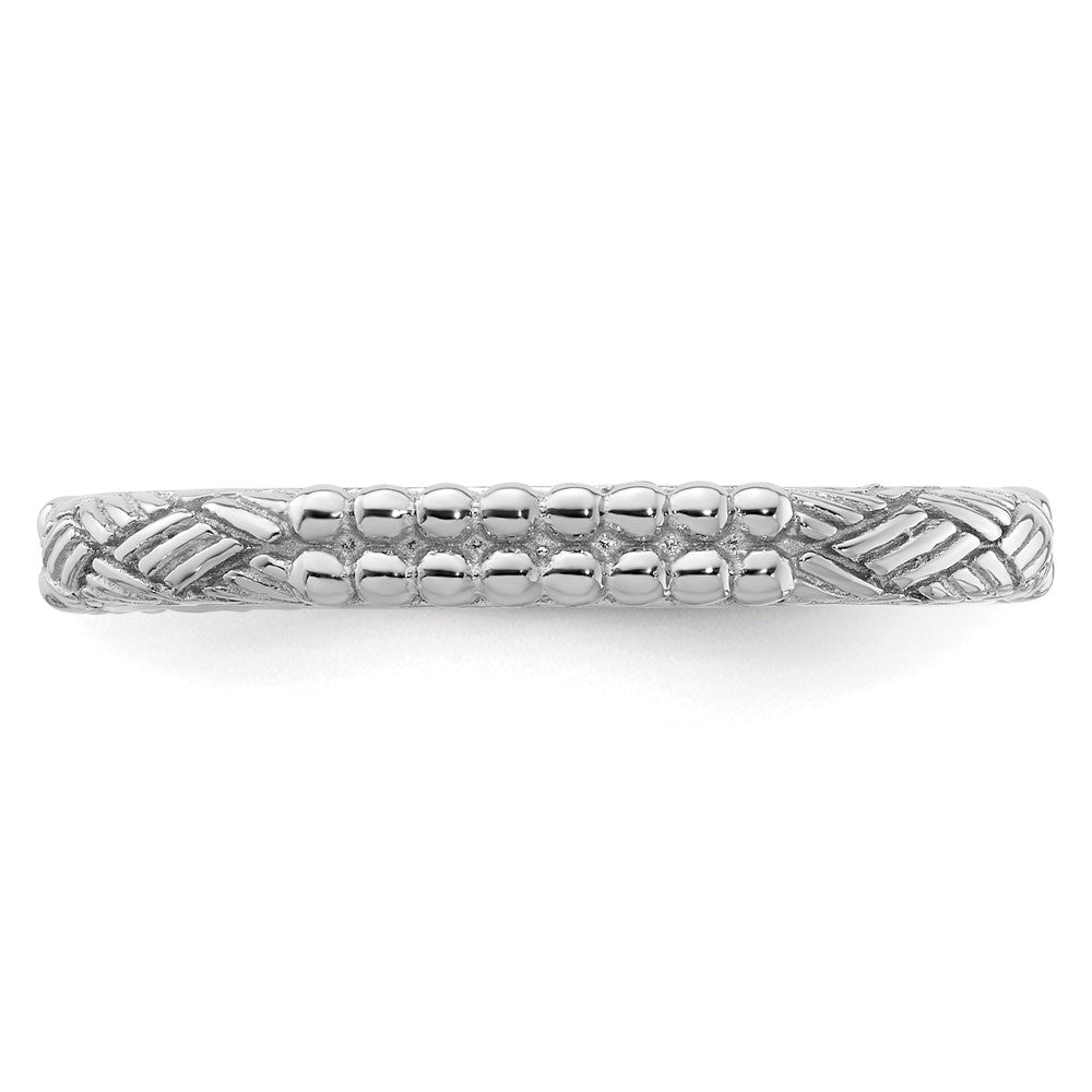 Sterling Silver Stackable Expressions Rhodium Plated Patterned Ring