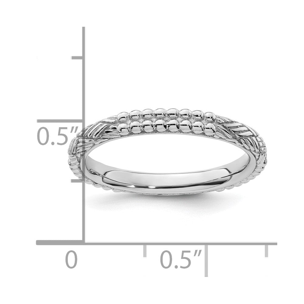 Sterling Silver Stackable Expressions Rhodium Plated Patterned Ring