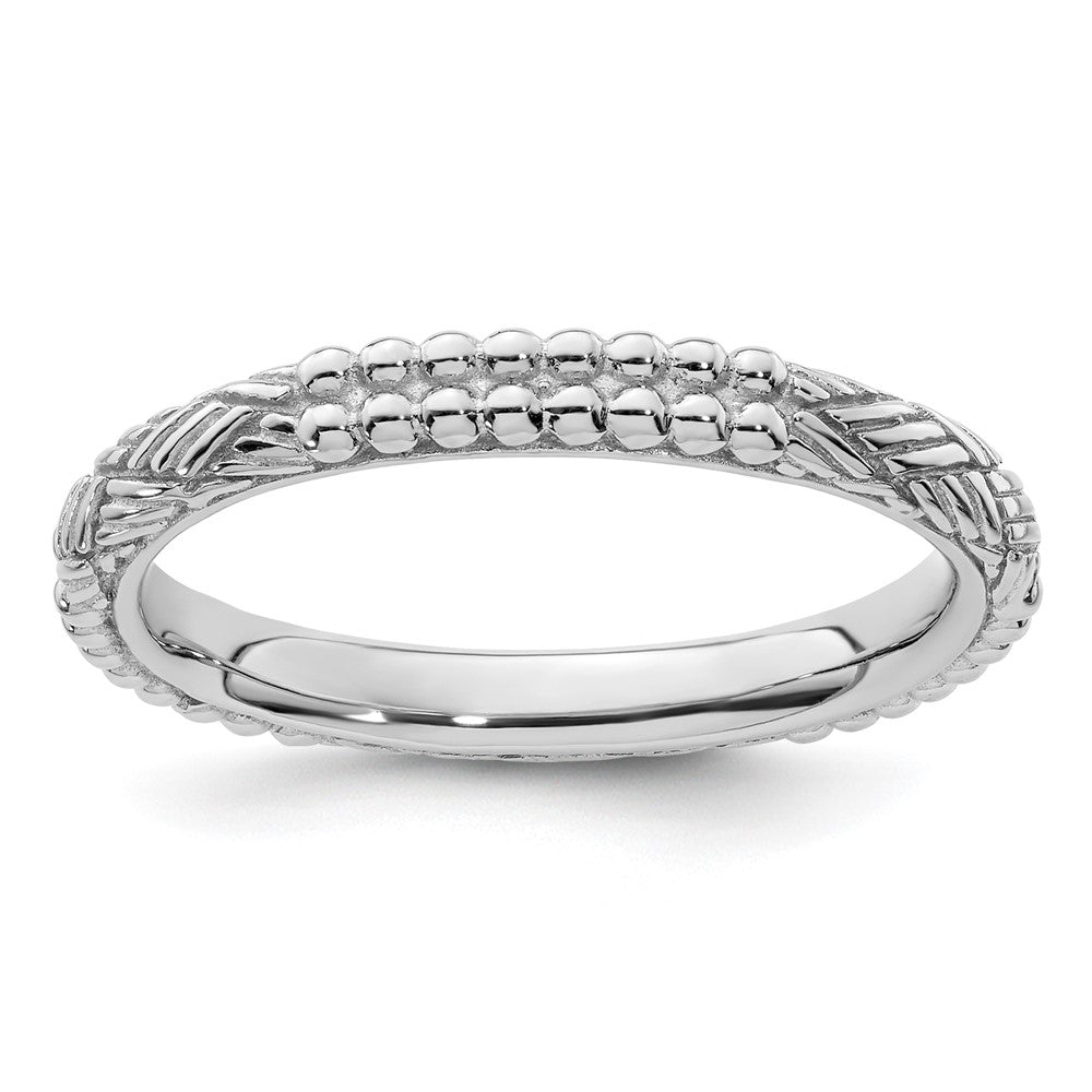 Sterling Silver Stackable Expressions Rhodium Plated Patterned Ring