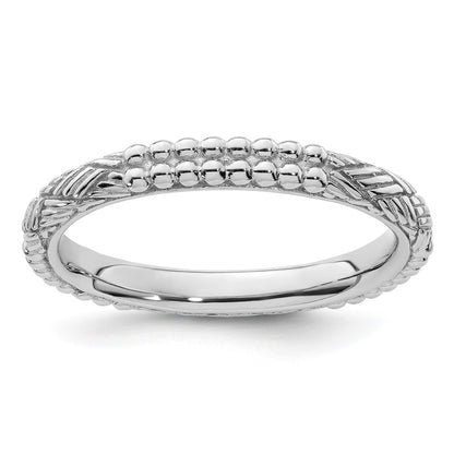 Sterling Silver Stackable Expressions Rhodium Plated Patterned Ring