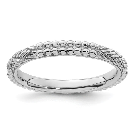 Sterling Silver Stackable Expressions Rhodium Plated Patterned Ring