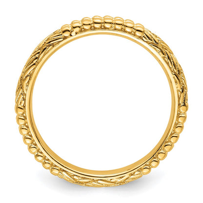 Sterling Silver Stackable Expressions Gold Plated Patterned Ring