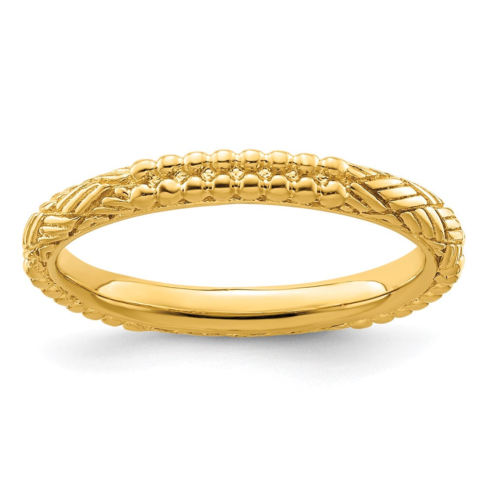 Sterling Silver Stackable Expressions Gold Plated Patterned Ring