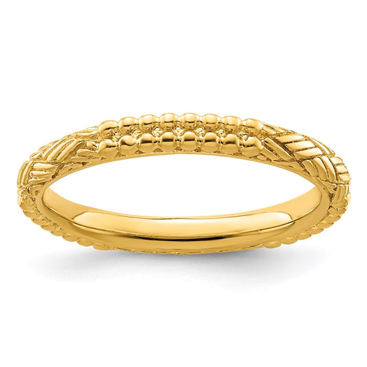 Sterling Silver Stackable Expressions Gold Plated Patterned Ring