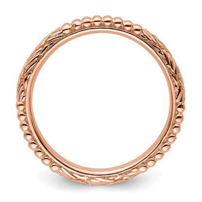 Sterling Silver Stackable Expressions Rose Gold Plated Patterned Ring