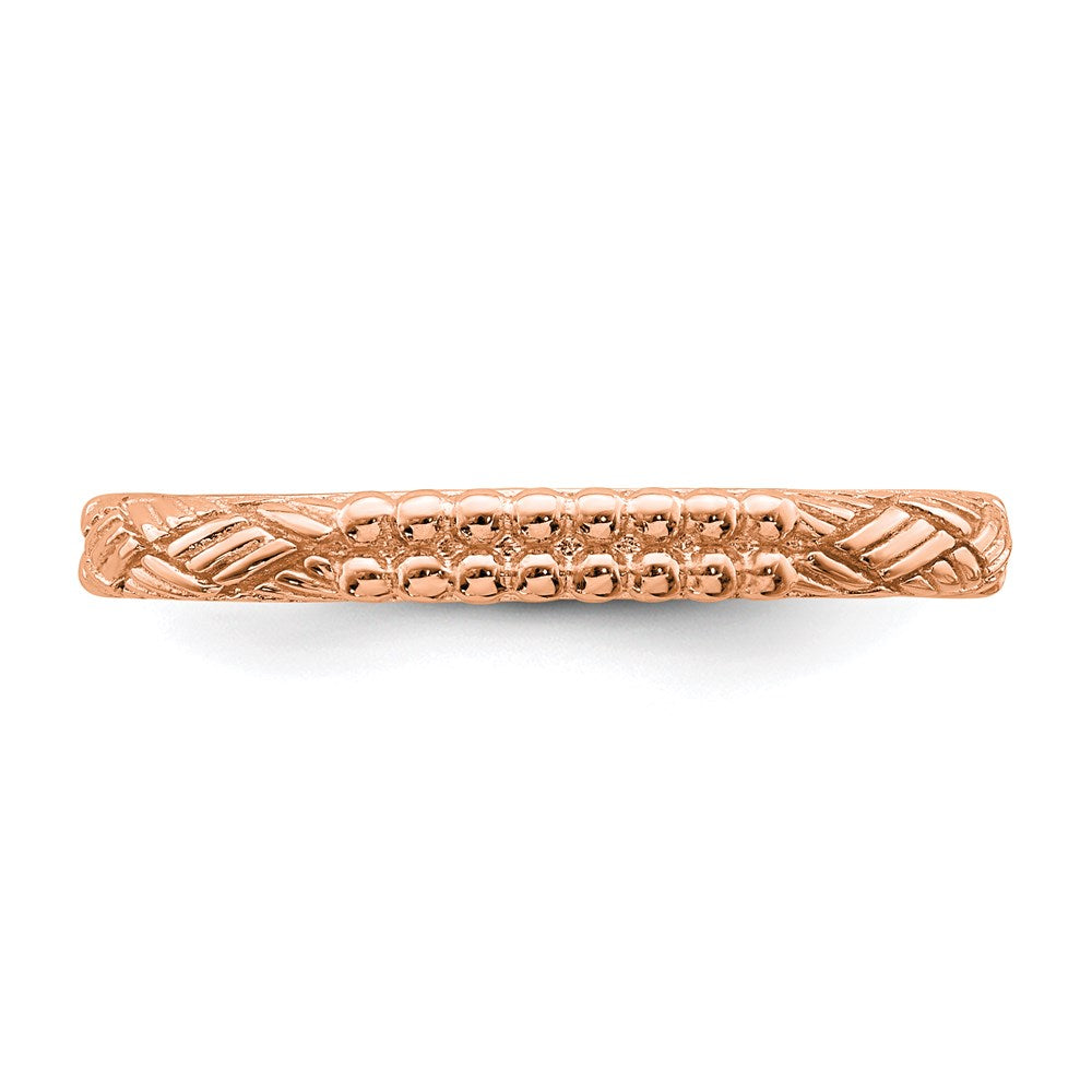Sterling Silver Stackable Expressions Rose Gold Plated Patterned Ring