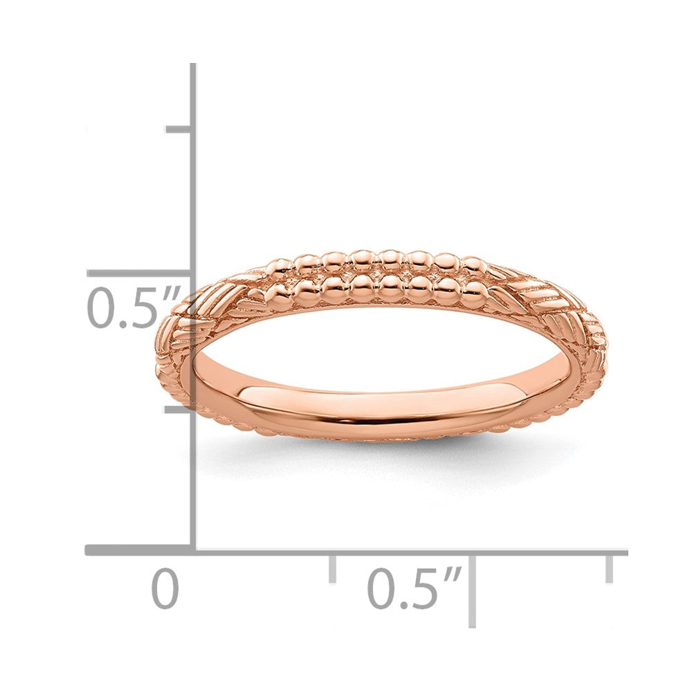 Sterling Silver Stackable Expressions Rose Gold Plated Patterned Ring