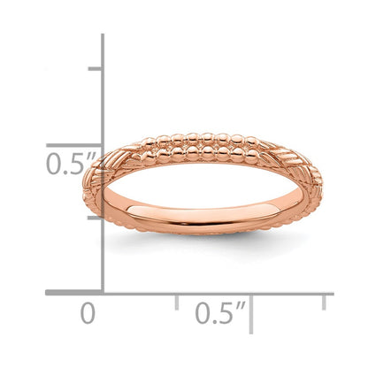 Sterling Silver Stackable Expressions Rose Gold Plated Patterned Ring