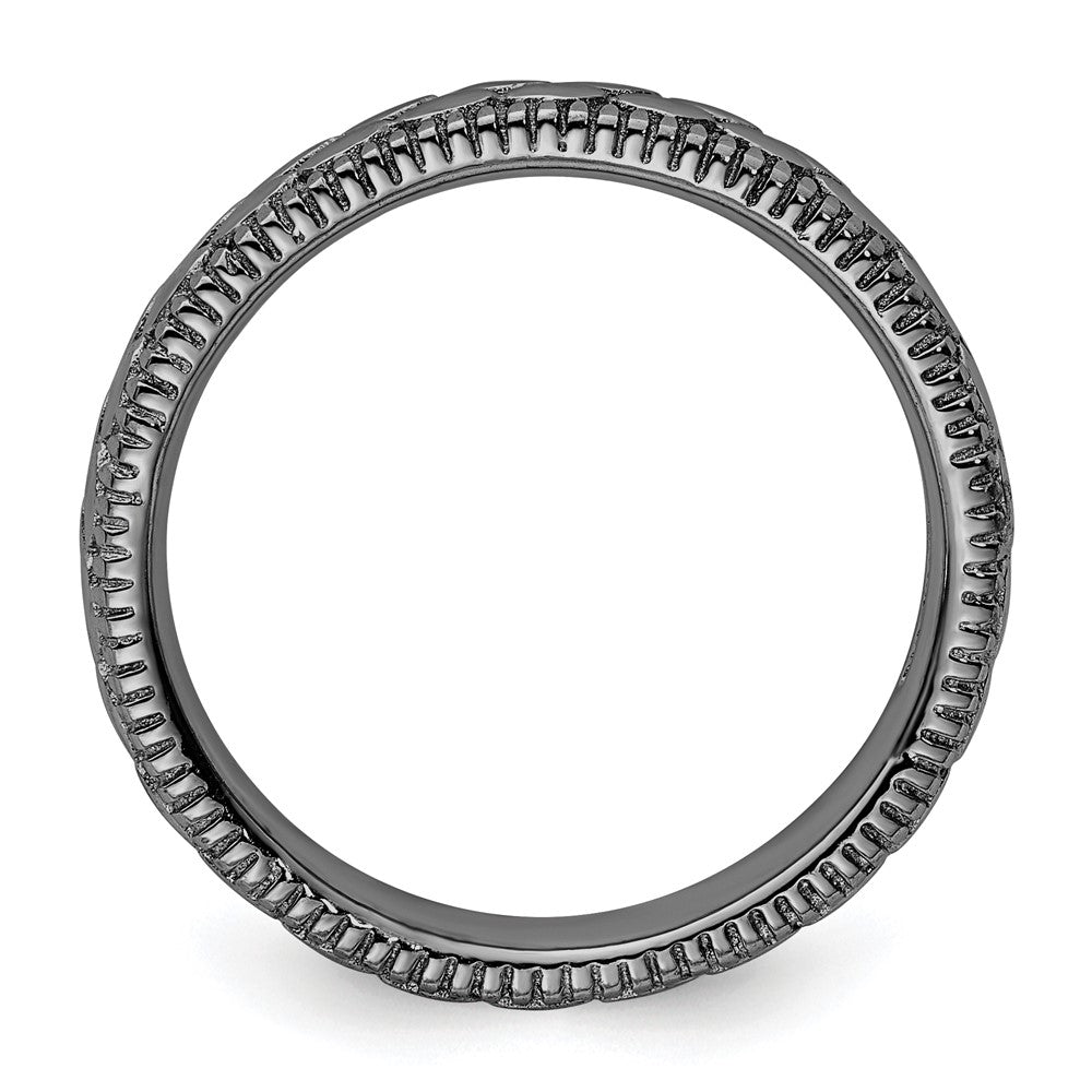 Sterling Silver Stackable Expressions Ruthenium Plated Patterned Ring