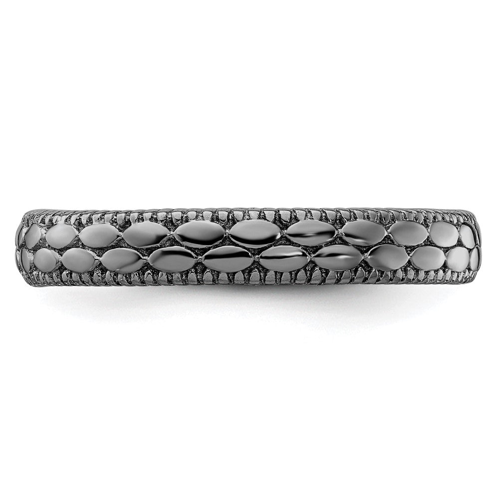 Sterling Silver Stackable Expressions Ruthenium Plated Patterned Ring