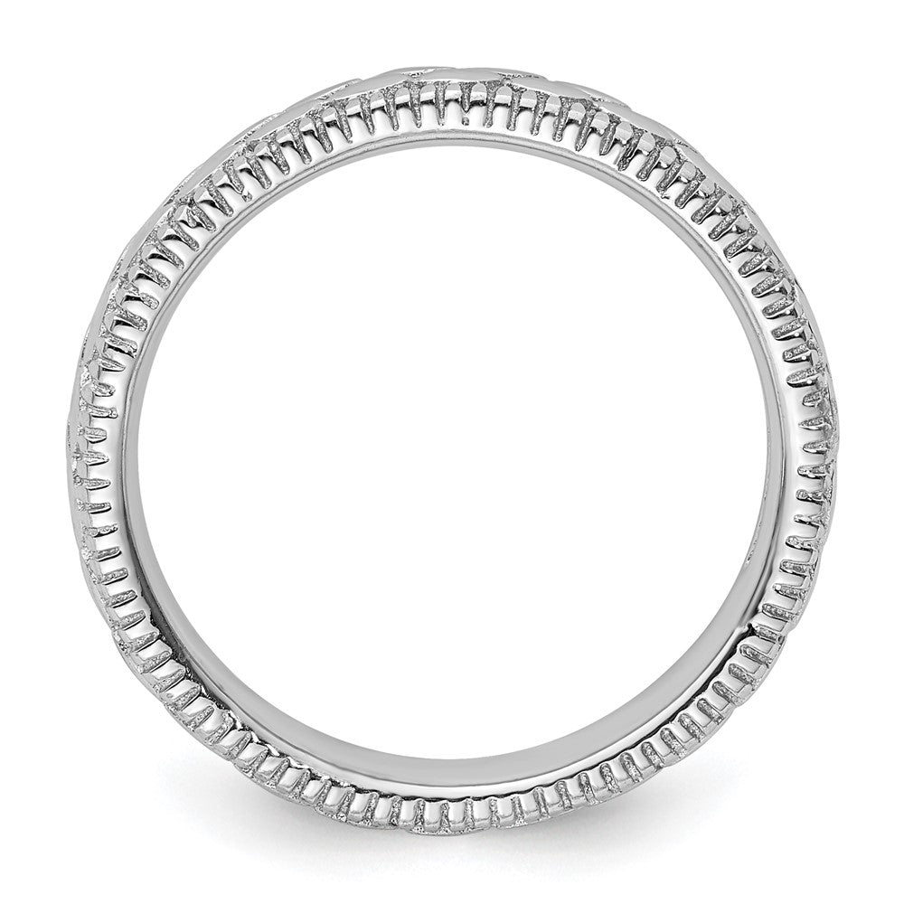 Sterling Silver Stackable Expressions Rhodium Plated Patterned Ring