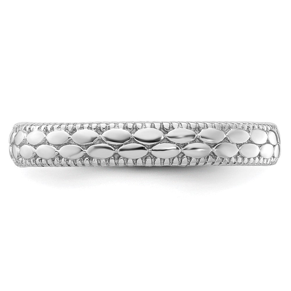 Sterling Silver Stackable Expressions Rhodium Plated Patterned Ring