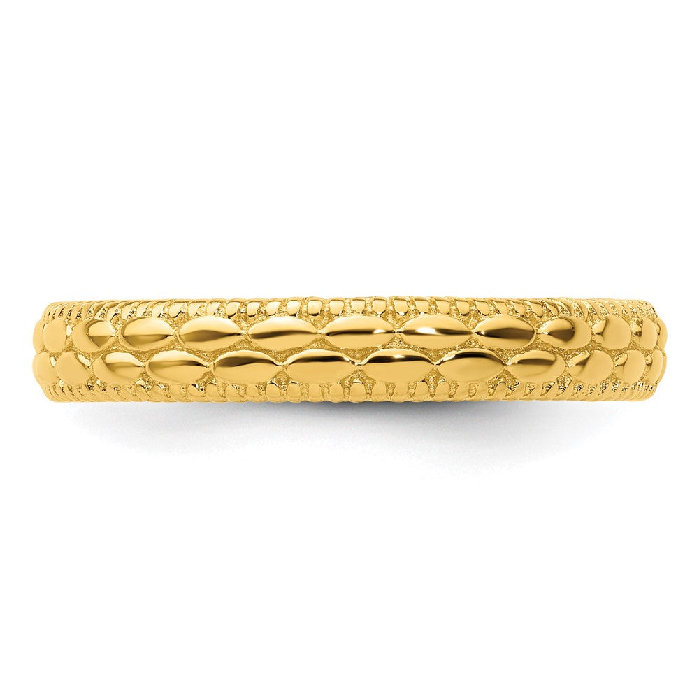 Sterling Silver Stackable Expressions Gold Plated Patterned Ring