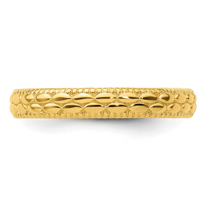 Sterling Silver Stackable Expressions Gold Plated Patterned Ring