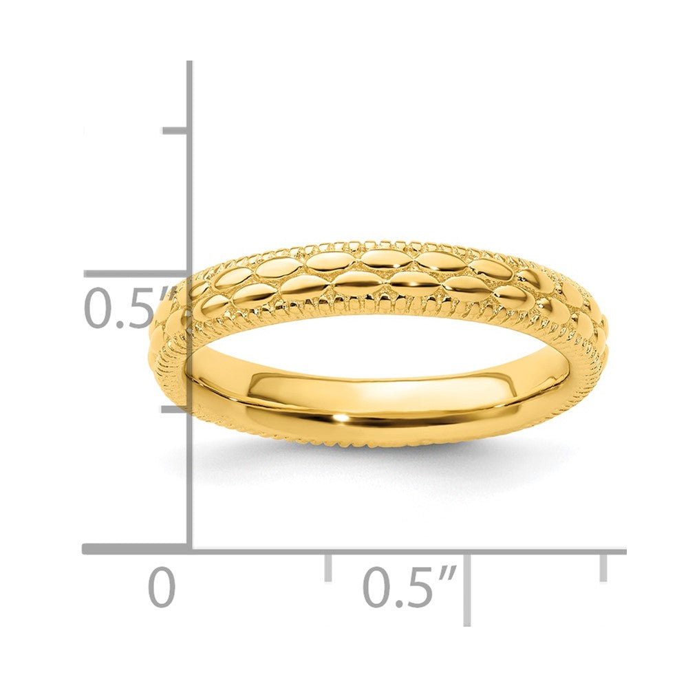 Sterling Silver Stackable Expressions Gold Plated Patterned Ring