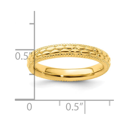 Sterling Silver Stackable Expressions Gold Plated Patterned Ring