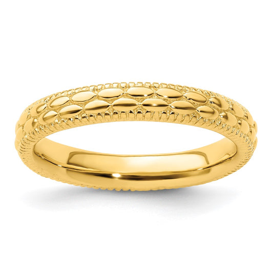 Sterling Silver Stackable Expressions Gold Plated Patterned Ring