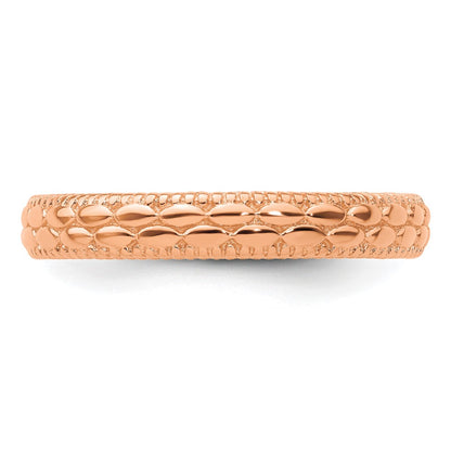 Sterling Silver Stackable Expressions Rose Gold Plated Patterned Ring
