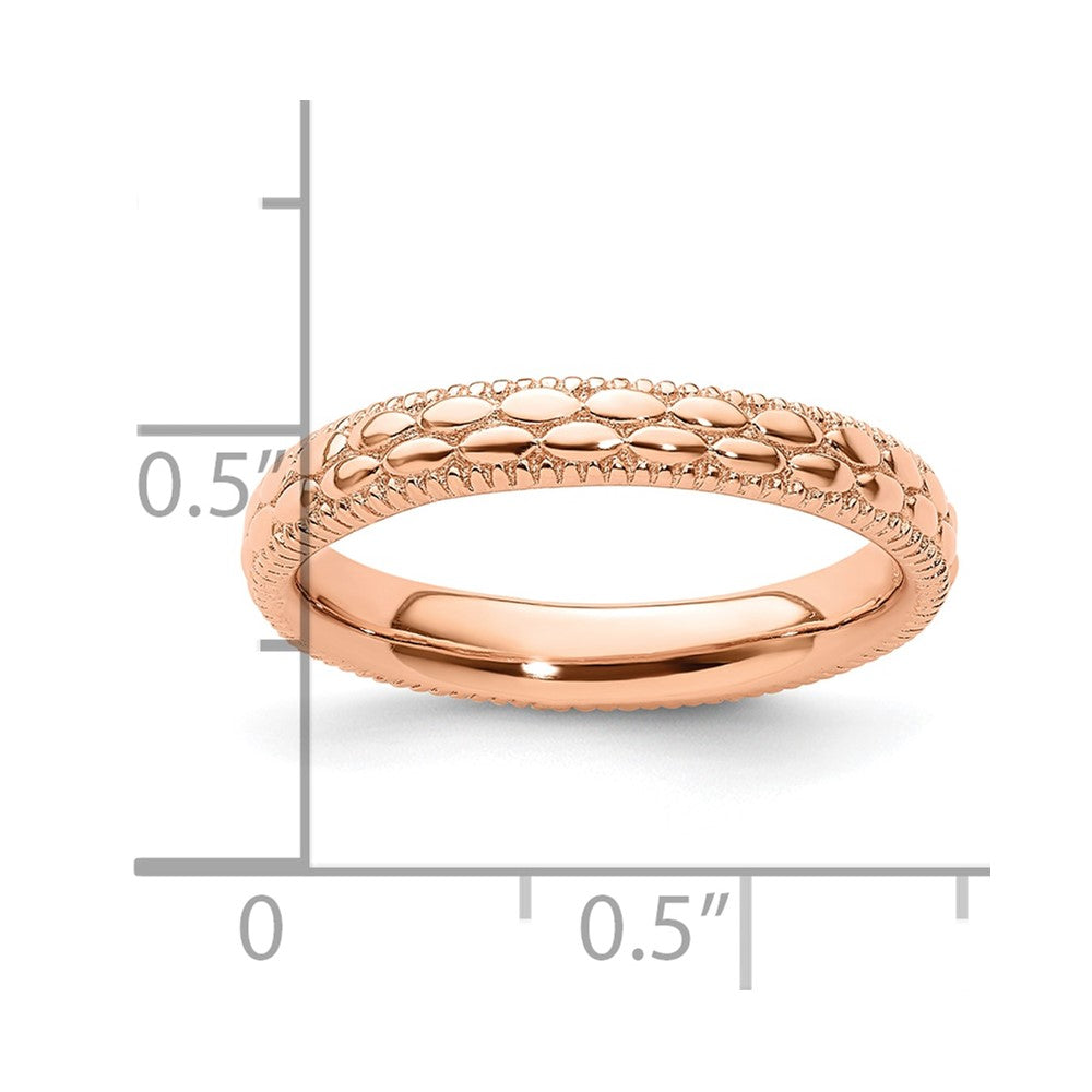 Sterling Silver Stackable Expressions Rose Gold Plated Patterned Ring