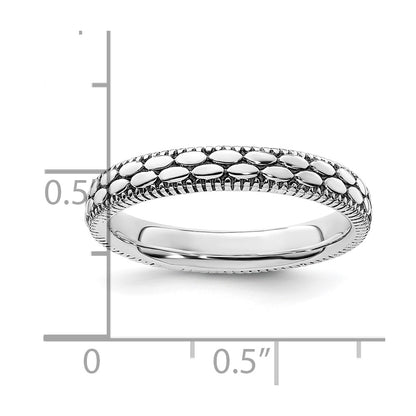 Sterling Silver Stackable Expressions Antiqued Patterned Ring
