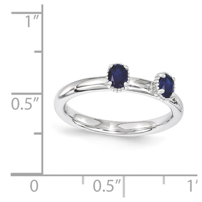 Sterling Silver Stackable Expressions Created Sapphire Two Stone Ring