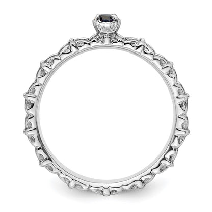 Sterling Silver Stackable Expressions Created Sapphire Single Stone Ring