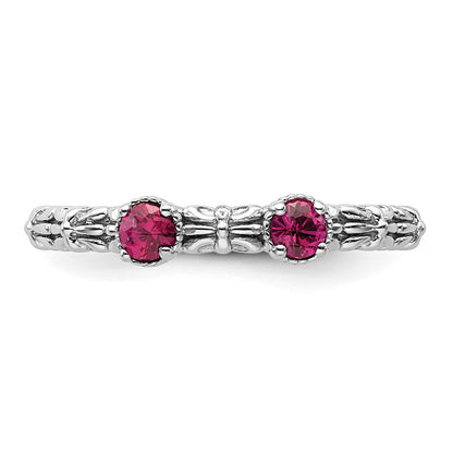 Sterling Silver Stackable Expressions Created Ruby Two Stone Ring