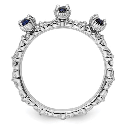 Sterling Silver Stackable Expressions Created Sapphire Three Stone Ring