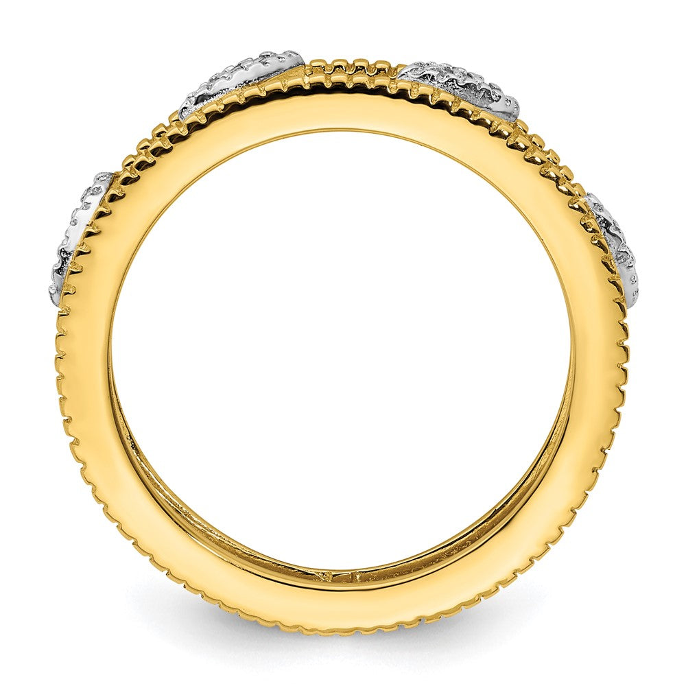 Sterling Silver Stackable Expressions Gold Plated Diamond Jacket Ring