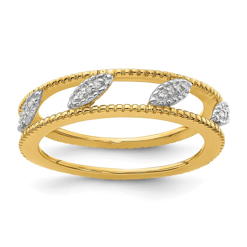 Sterling Silver Stackable Expressions Gold Plated Diamond Jacket Ring