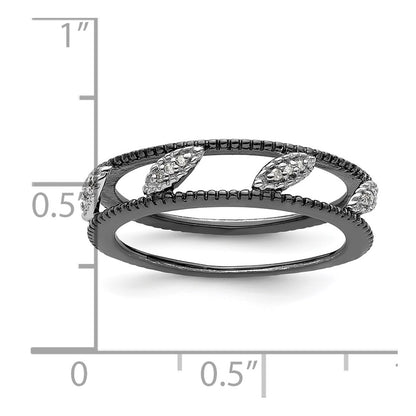 Sterling Silver Stackable Expressions Ruthenium Plated Diamond Jacket Ring