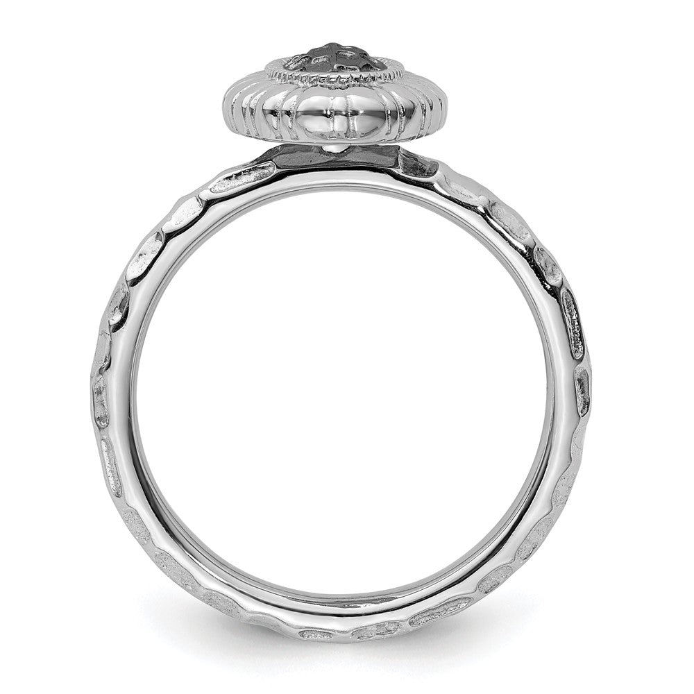 Sterling Silver Stackable Expressions Ruthenium Plated Oval Ring