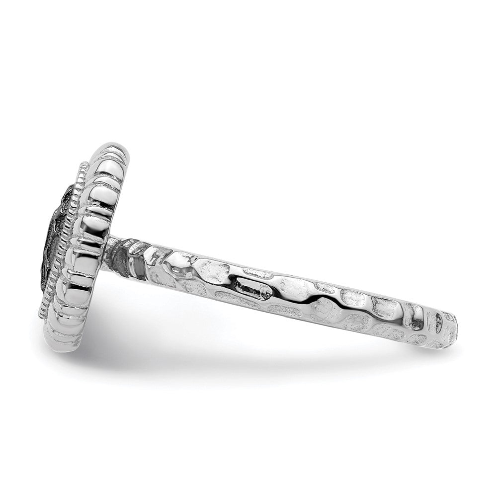 Sterling Silver Stackable Expressions Ruthenium Plated Oval Ring