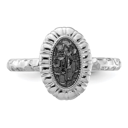 Sterling Silver Stackable Expressions Ruthenium Plated Oval Ring