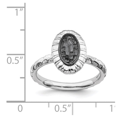 Sterling Silver Stackable Expressions Ruthenium Plated Oval Ring