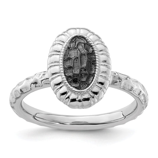 Sterling Silver Stackable Expressions Ruthenium Plated Oval Ring