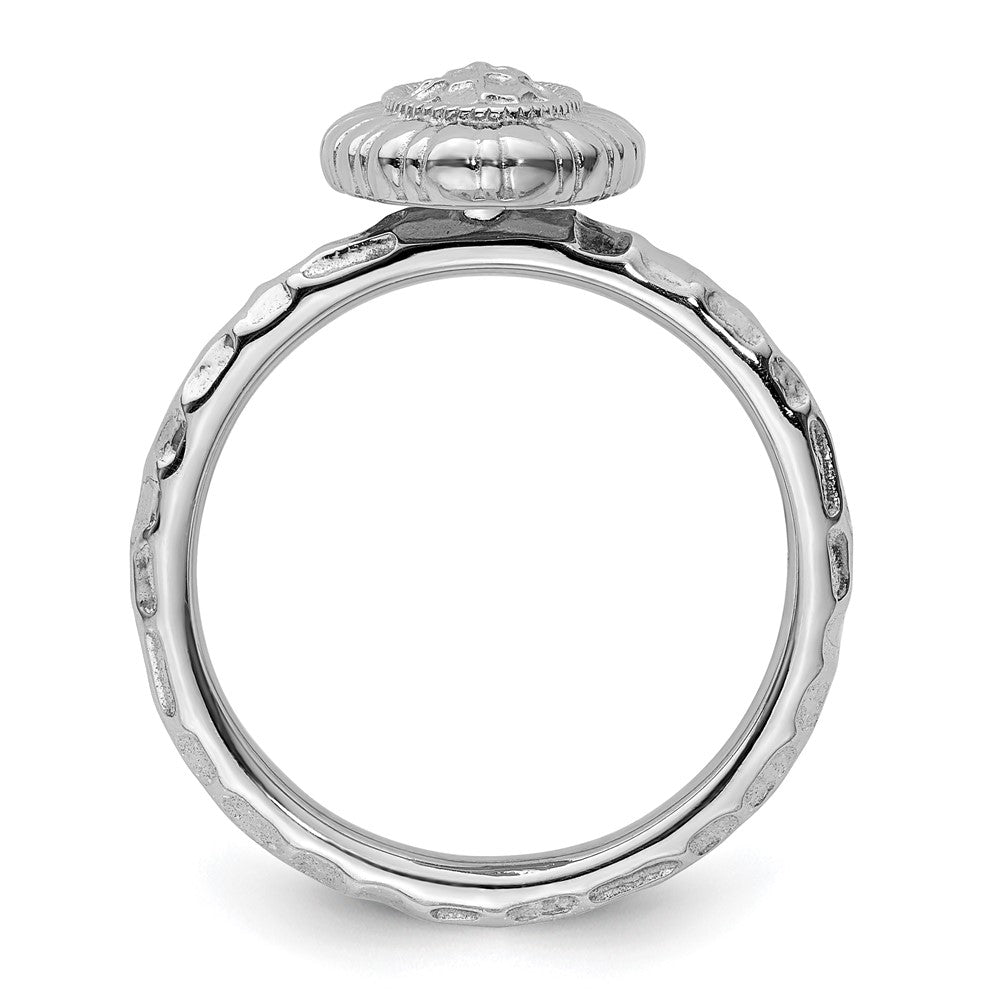 Sterling Silver Stackable Expressions Rhodium Plated Oval Ring