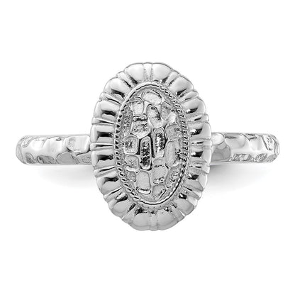 Sterling Silver Stackable Expressions Rhodium Plated Oval Ring