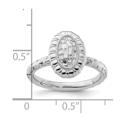 Sterling Silver Stackable Expressions Rhodium Plated Oval Ring