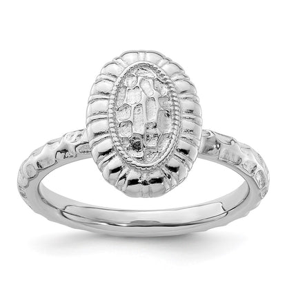Sterling Silver Stackable Expressions Rhodium Plated Oval Ring