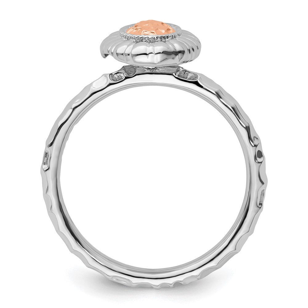 Sterling Silver Stackable Expressions Rose Gold Plated Oval Ring