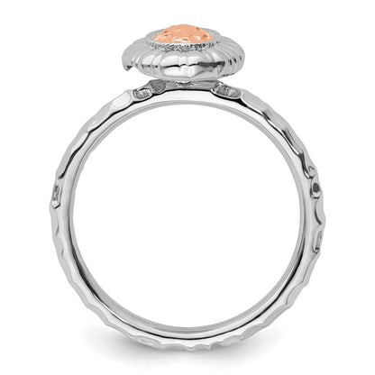 Sterling Silver Stackable Expressions Rose Gold Plated Oval Ring