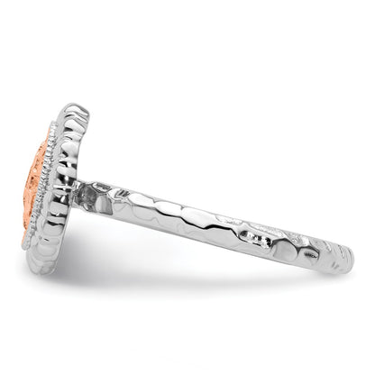 Sterling Silver Stackable Expressions Rose Gold Plated Oval Ring