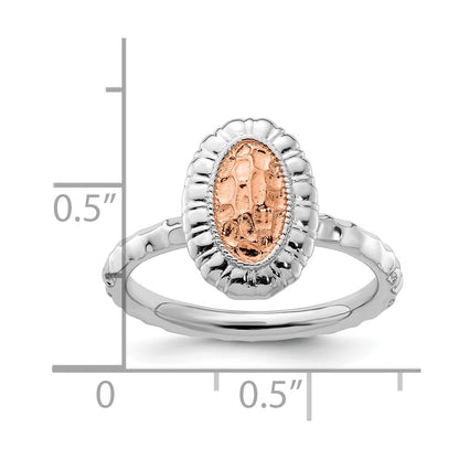 Sterling Silver Stackable Expressions Rose Gold Plated Oval Ring