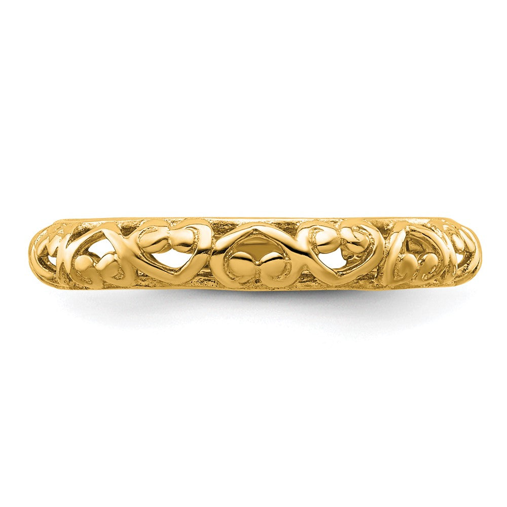 Sterling Silver Stackable Expressions Gold Plated Carved Ring
