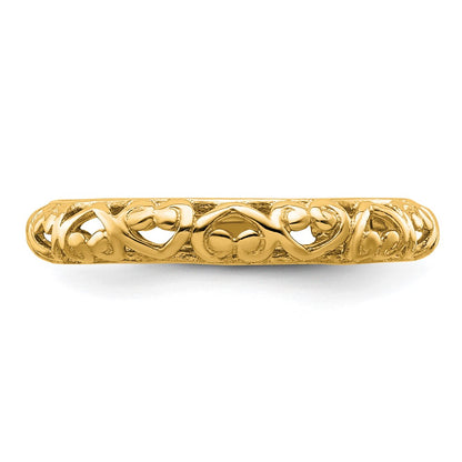 Sterling Silver Stackable Expressions Gold Plated Carved Ring