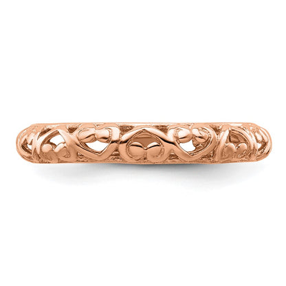 Sterling Silver Stackable Expressions Pink Plated Carved Ring
