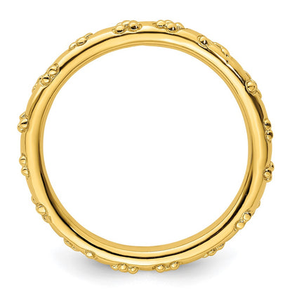 Sterling Silver Stackable Expressions Gold Plated Textured Ring